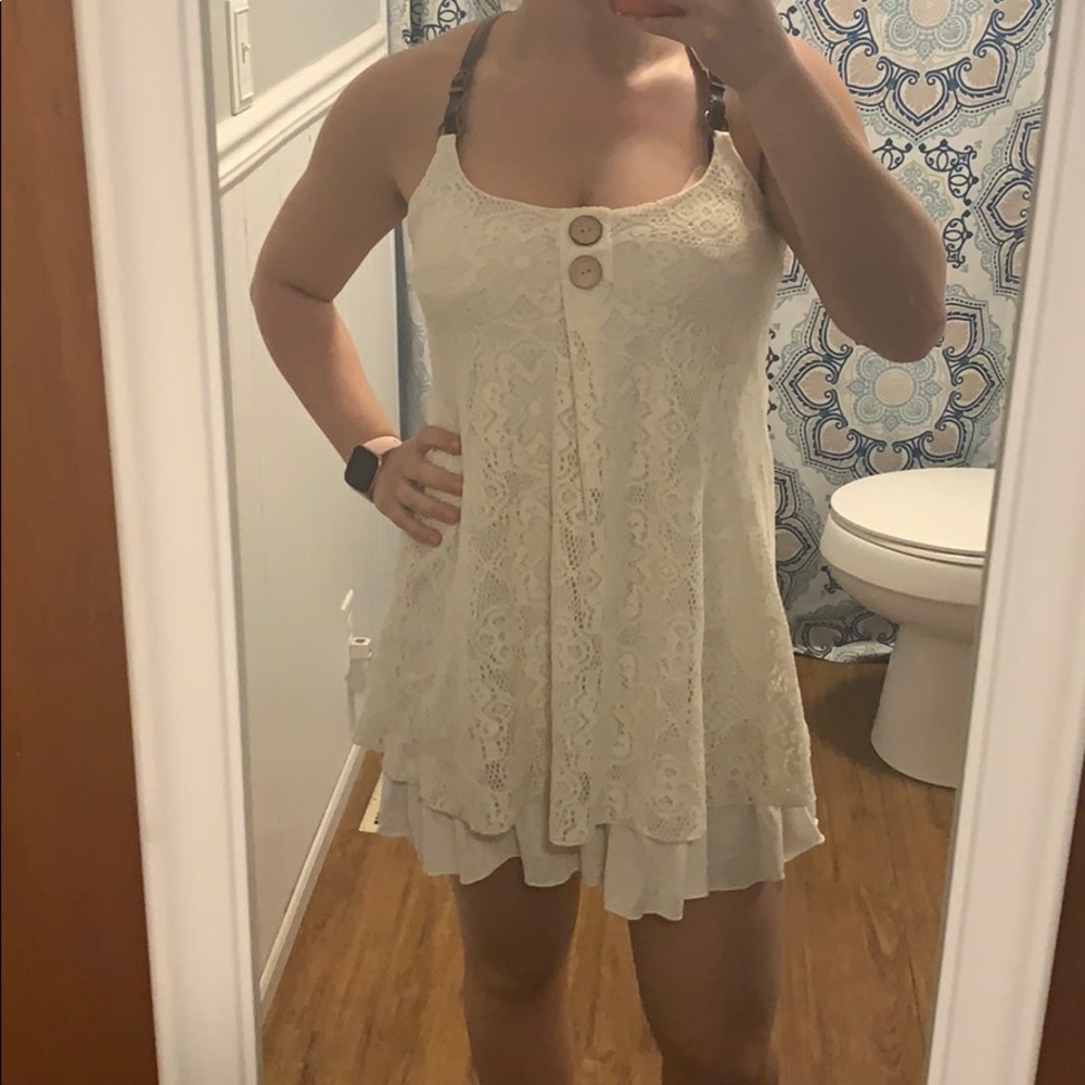 White lace mini dress